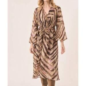 NEW NEKANE NKN fluid tie waist wrap dress in sand